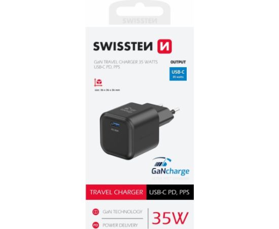 Swissten Tīkla Lādētājs GaN USB-C 35W PD