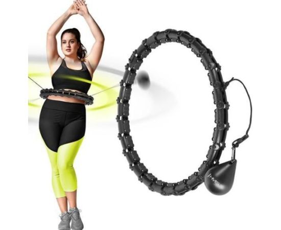 SET HULA HOOP HHW11 BLACK WITH WEIGHT + WAIST SUPPORT BR163 BLACK PLUS SIZE HMS
