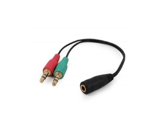 Gembird 3.5 mm 4-pin socket to 2 x 3.5 mm stereo plug adapter cable, black (Ir veikalā)