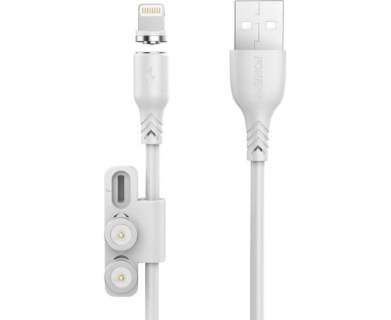 Foneng X62 Magnetic 3in1 USB to USB-C / Lightning / Micro USB Cable, 2.4A, 1m (White)