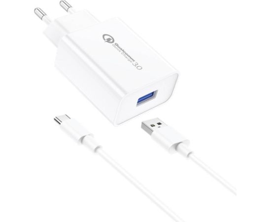 Foneng EU13 Wall Charger + USB to USB-C Cable, 3A (White)