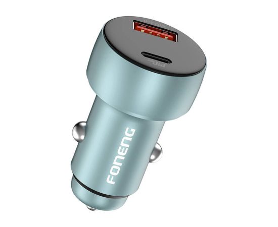 Foneng C18 car charger 1xUSB-A i 1xUSB-C 2.4A, 48W (gray) Telefonu lādētāji 12v Automašīnām
