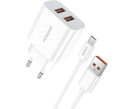 Fast charger Foneng 2x USB EU45 + USB Micro cable