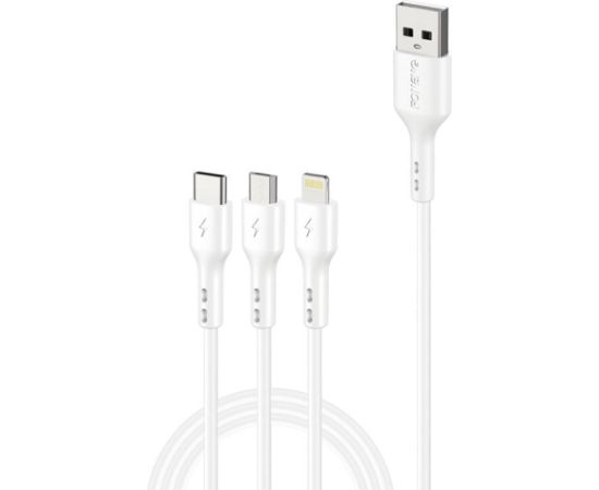 Foneng X36 3in1 USB to USB-C / Lightning / Micro USB Cable, 2.4A, 2m (White)
