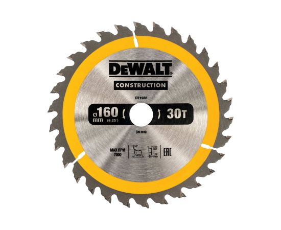 Griešanas disks DeWalt DT1932-QZ; 160x20 mm; Z30