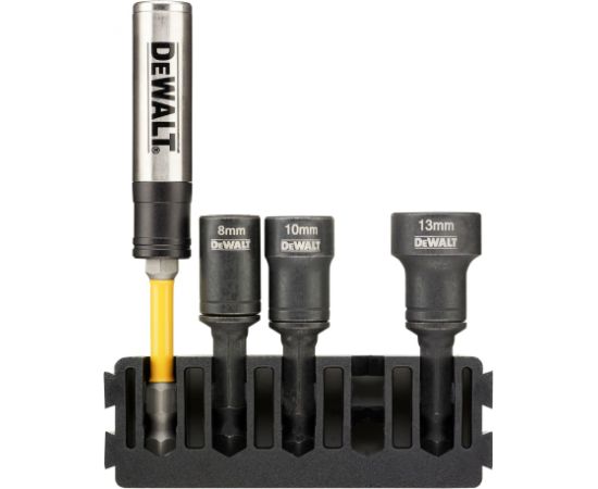 Uzgriežņa galviņu komplekts DeWalt DT70827-QZ; 8-13 mm; 3 gab. + Magnētisks turētājs