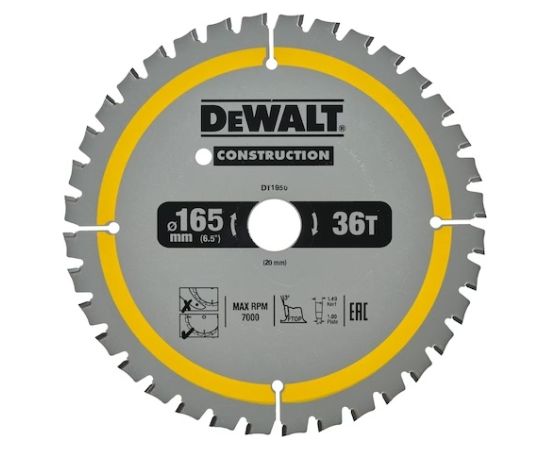 Griešanas disks DeWalt DT1950-QZ; 165x20 mm; Z36