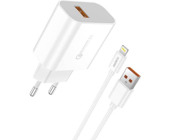 Fast charger Foneng 1x USB QC3.0 EU46 + USB Lightning cable