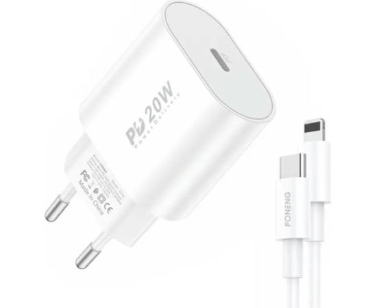 Fast charger Foneng 1x USB PD 3.0 EU39 + USB C to Lightning