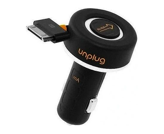 iLike   CCU1000IPH Compact iPod iPhone 4 4S 30Pin Fast 1A Car Charger with Rewind Cable Black