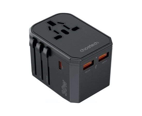 Choetech Universal  PD6041 USB-C USB-A PD 30W Travel Charger with 4 US EU UK AU Plugs Black