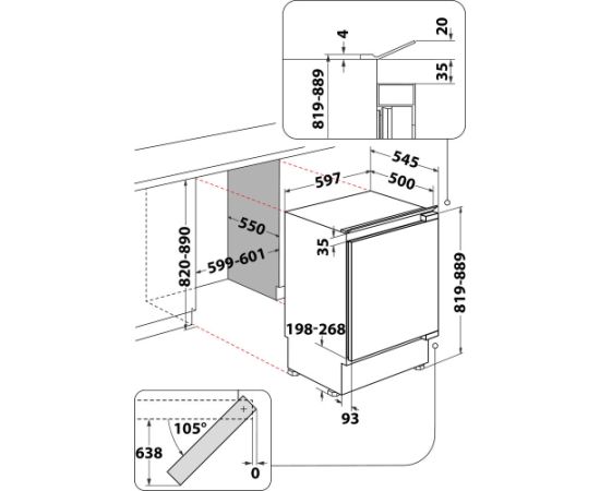 Built in fridge Whirlpool WBUF011