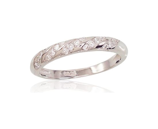 Серебряное кольцо #2101545(PRh-Gr)_CZ, Серебро 925°, родий (покрытие), Цирконы, Размер: 16.5, 1.8 гр.