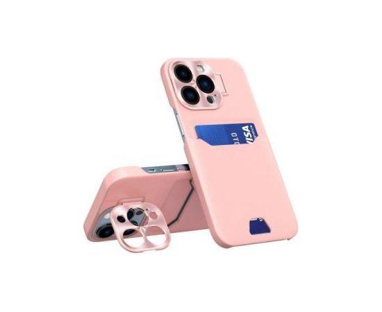 iLike Apple  iPhone 14 Pro Leather Stand Case Card Wallet Cover with Stand Pink Neoriģinālie Maciņi