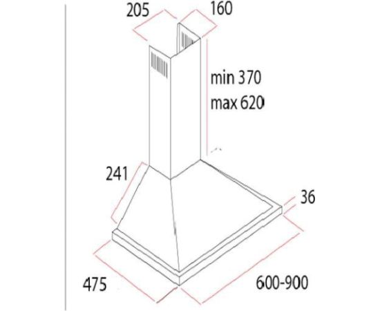 Schlosser H01360BL750 Tvaiku nosūcējs Melns Tvaika nosūcēji