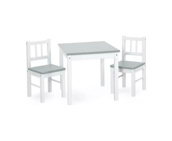 Galdiņš un divi krēsliņi JOY white/grey KLUPS [Akcija]