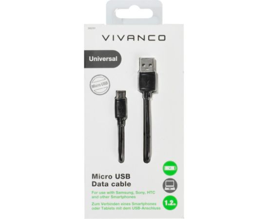 Vivanco kabelis microUSB - USB 2.0 1,2m (36251)