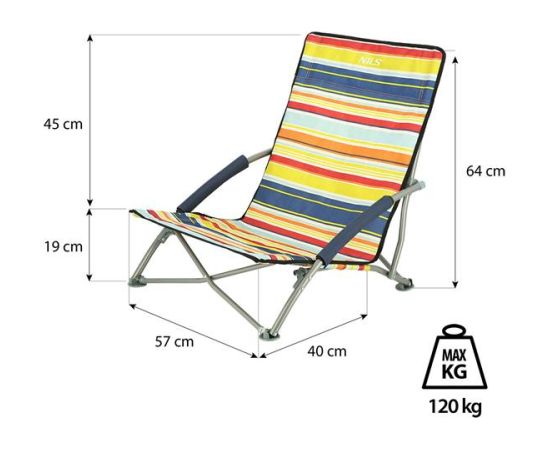 Kempinga krēsls NC3035 BLUE-RED BEACH CHAIR NILS CAMP