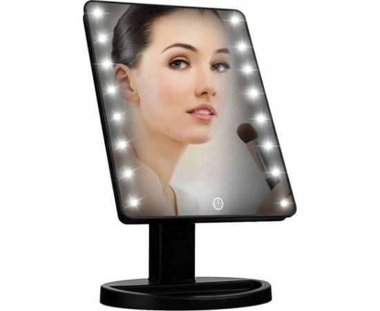 iWear L16 Make Up Galda spogulis ar LED gaismu & 360 grādu rotāciju 22x16cm 4x AA Melns