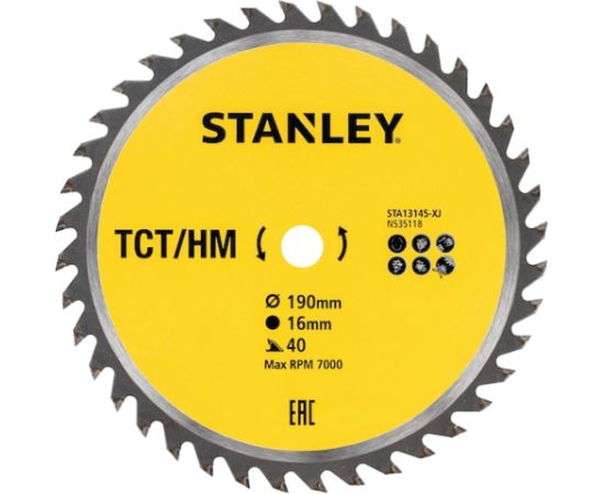 Griešanas disks Stanley STA13145-XJ; 190x16 mm; Z40