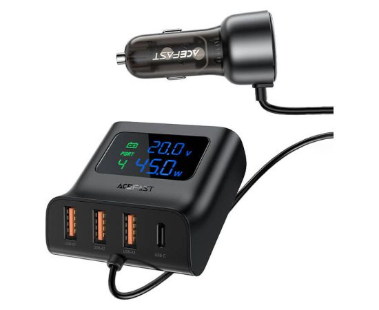 Car charger splitter with digital display Acefast B11 138W (black)