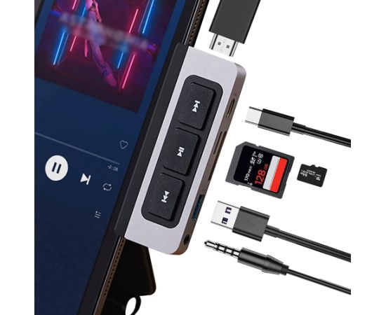 Hyper 6-in-1 USB-C Media Dock, docking station (dark grey) Dokstacijas portatīvajiem datoriem