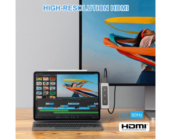 Hyper 6-in-1 USB-C Media Dock, docking station (dark grey) Dokstacijas portatīvajiem datoriem