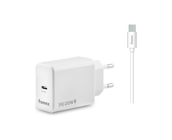 Travel Charger Type-C PD 20W + Type-C Cable 1.5m By Fonex White