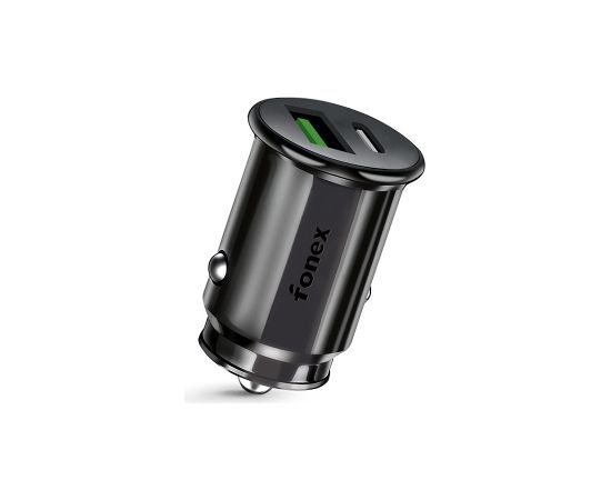 Car Charger 36W USB + Type-C PD By Fonex Black