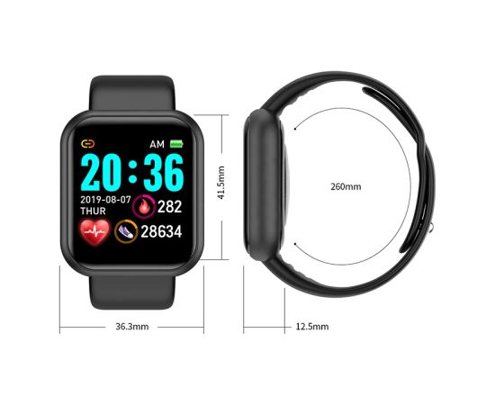 iWear M7 Fitnesa Viedpulkstenis ar Full Touch 1.3'' IPS displeju Asinsspiediena & Pulsa mēr. / Soc. tīkliem Melna