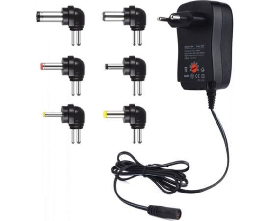 CP UCH1 Universal 12/30W (Maks. 2,1A) Barošanas adapteris + USB 3-12V manuāls slēdzis un 6 spraudņi melns (OEM)