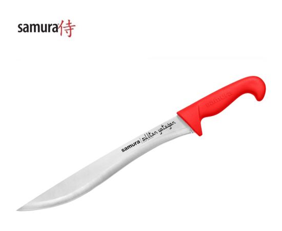 Samura SULTAN Pro Yatagan нож с комфортной Красной ручкой 301mm из  AUS-8 Японской стали 59 HRC