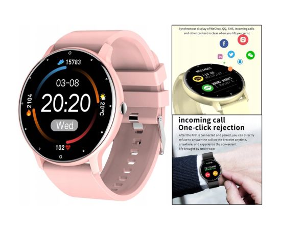 iWear 2023 Супер тонкие Круглые Смарт-часы с 1,3'' HD IPS дисплеем изм. HR & кровяного давления / Соц. сети Розовый