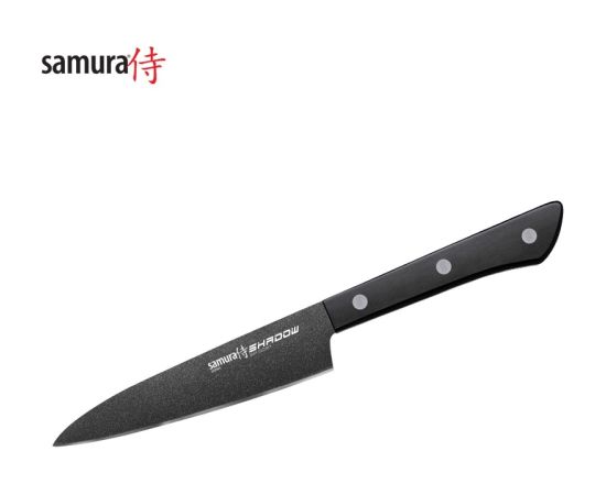 Samura Shadow Универсальный нож с Черным антипригарным покрытием 120mm из AUS 8 Японской стали 59 HRC нож