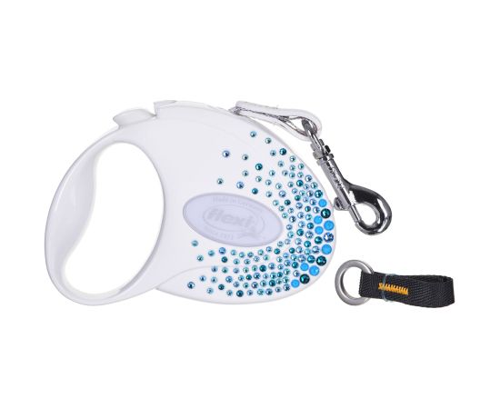 FLEXI Glam Splash Ocean with Swarovski crystals S - Dog Retractable lead - 3 m - white