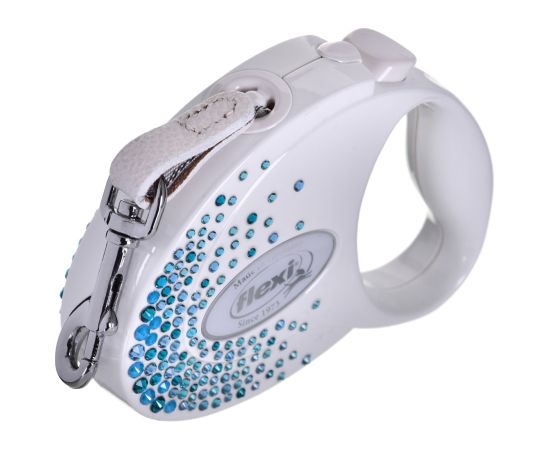 FLEXI Glam Splash Ocean with Swarovski crystals S - Dog Retractable lead - 3 m - white