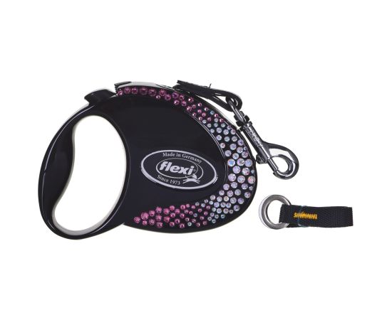 FLEXI Glam Composition with Swarovski crystals S - Dog Retractable lead - 3 m - black