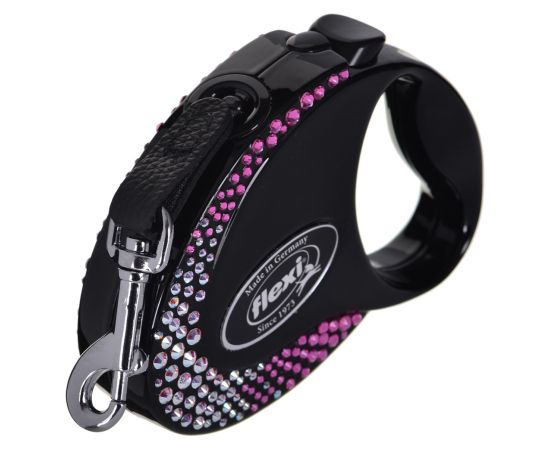 FLEXI Glam Composition with Swarovski crystals S - Dog Retractable lead - 3 m - black