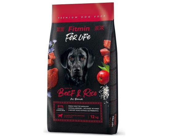 FITMIN Dog for life Beef & Rice - dry dog food - 12 kg