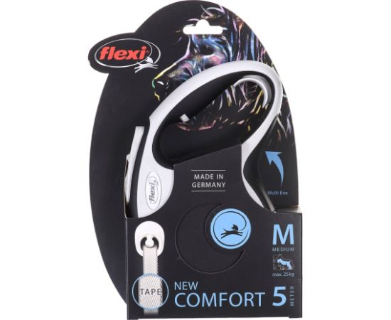 Flexi New Comfort M Tape 5 m Black Dog Retractable lead