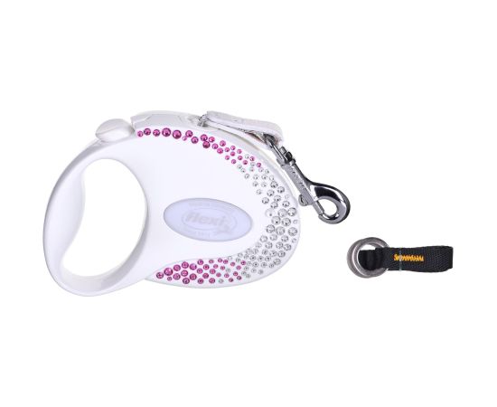 FLEXI Glam Composition with Swarovski crystals S - Dog Retractable lead - 3 m - white