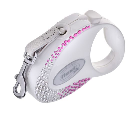 FLEXI Glam Composition with Swarovski crystals S - Dog Retractable lead - 3 m - white