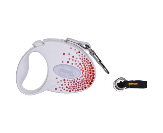 FLEXI Glam Splash Orient with Swarovski crystals S - Dog Retractable lead - 3 m - white