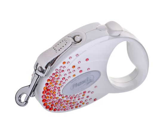 FLEXI Glam Splash Orient with Swarovski crystals S - Dog Retractable lead - 3 m - white