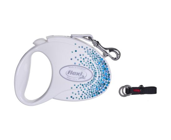 FLEXI Glam Splash Ocean with Swarovski crystals M - Dog Retractable lead - 5 m - white