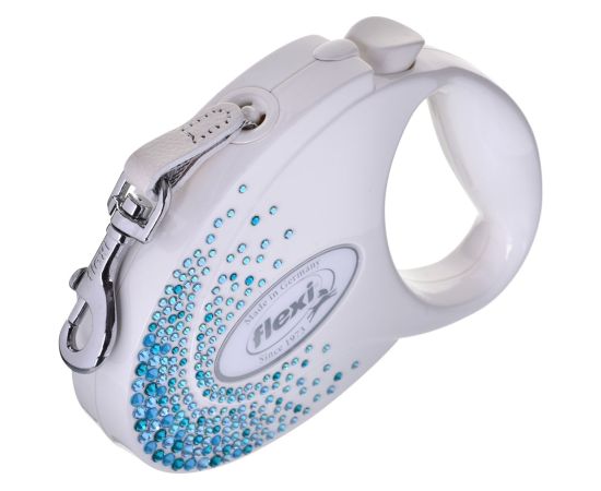 FLEXI Glam Splash Ocean with Swarovski crystals M - Dog Retractable lead - 5 m - white