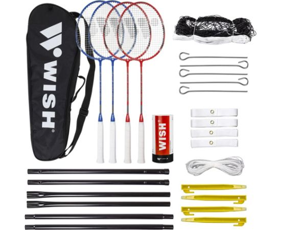 Wish Alumtec badminton racket set 4 rackets + 3 ailerons + net + lines