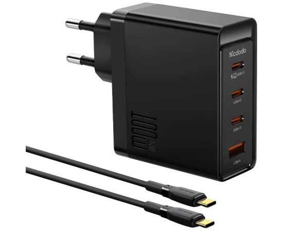 Wall charger McDodo GAN 3xUSB-C + USB, 100W + 2m cable (black)