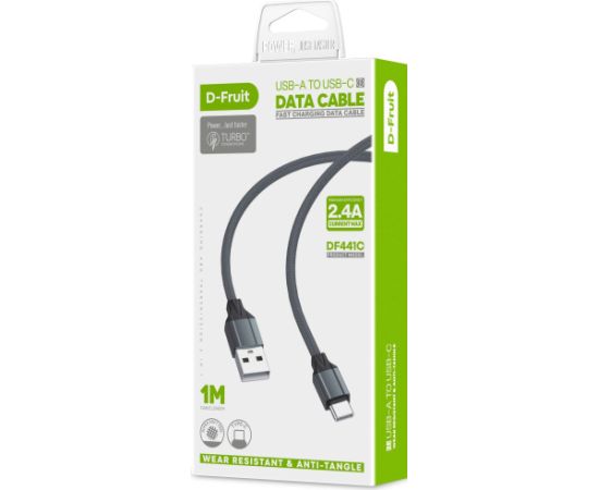 D-Fruit кабель USB-A - USB-C 1 м, серый (DF441C)