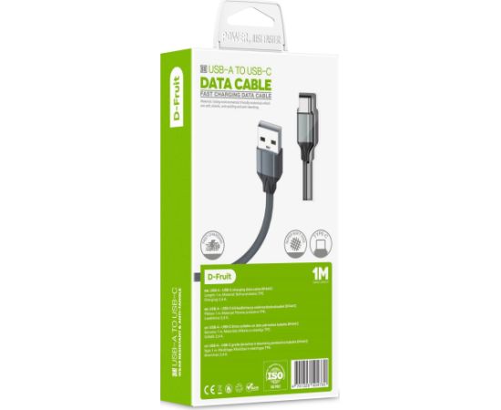 D-Fruit cable USB-A - USB-C 1m, grey (DF441C)